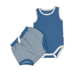 HATCH'D Tank and Checkered Bloomers Set; Blue/White. 9 mo. New with tags.